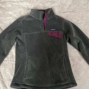 Gray and Purple Patagonia Fleece
